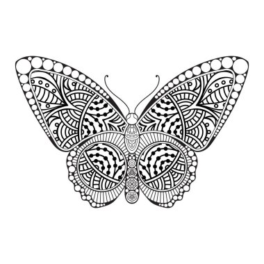 vektör kelebeği siyah beyaz element çizgi çizimi tasarımı