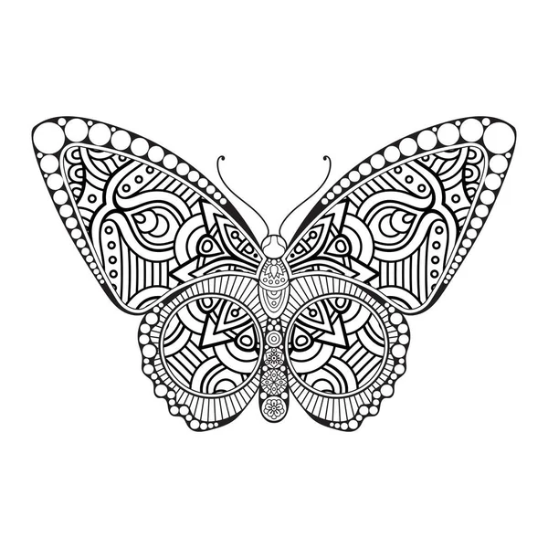 Vecteur papillon noir et blanc élément ligne art print design — Image vectorielle