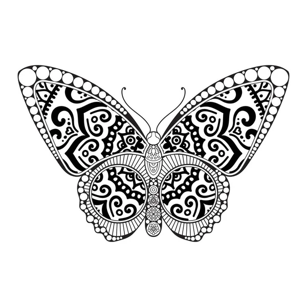 Векторна метелик чорно-білий елемент лінія дизайну художнього друку — стоковий вектор