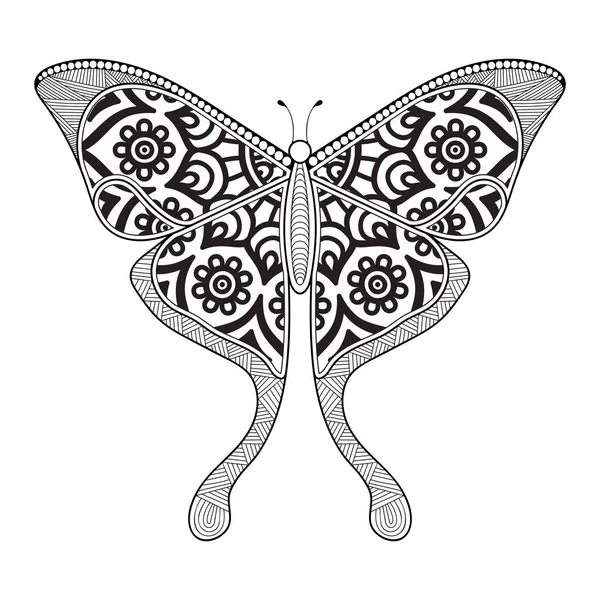 Vector mariposa blanco y negro elemento línea arte impresión diseño — Archivo Imágenes Vectoriales