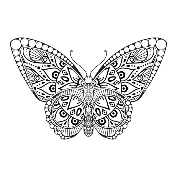 Vector mariposa blanco y negro elemento línea arte impresión diseño — Archivo Imágenes Vectoriales