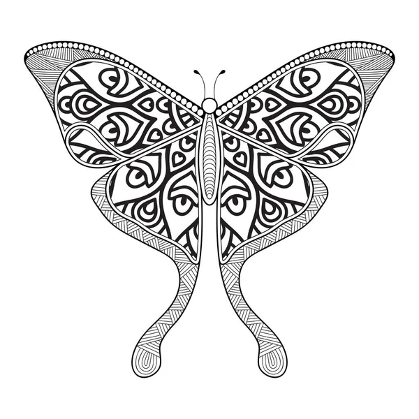 Vector mariposa blanco y negro elemento línea arte impresión diseño — Archivo Imágenes Vectoriales