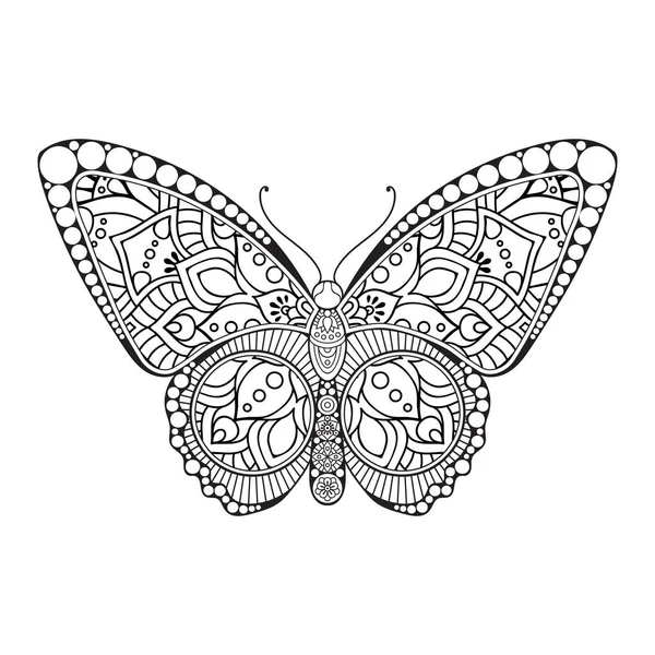 벡터 나비검은 색 과 흰색 원소 선 미술 무늬 — 스톡 벡터