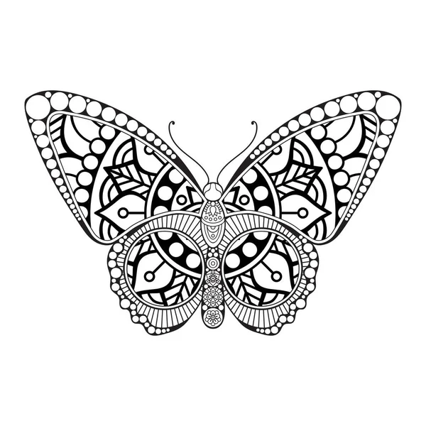 Vector mariposa blanco y negro elemento línea arte impresión diseño — Vector de stock