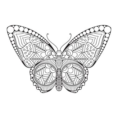 vektör kelebeği siyah beyaz element çizgi çizimi tasarımı