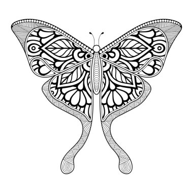vektör kelebeği siyah beyaz element çizgi çizimi tasarımı 