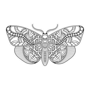 vektör kelebeği siyah beyaz element çizgi çizimi tasarımı
