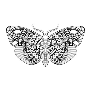 vektör kelebeği siyah beyaz element çizgi çizimi tasarımı
