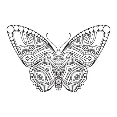 vektör kelebeği siyah beyaz element çizgi çizimi tasarımı
