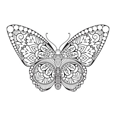 vektör kelebeği siyah beyaz element çizgi çizimi tasarımı