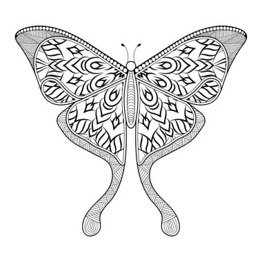 vektör kelebeği siyah beyaz element çizgi çizimi tasarımı