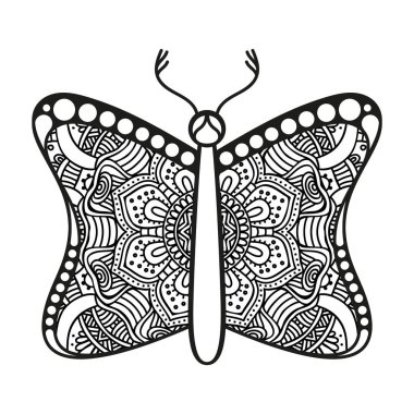 vektör kelebeği siyah beyaz element çizgi çizimi tasarımı