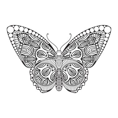 vektör kelebeği siyah beyaz element çizgi çizimi tasarımı