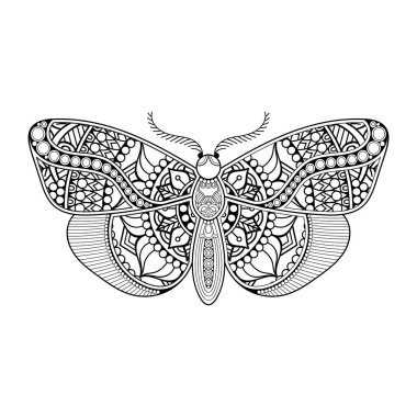 vektör kelebeği siyah beyaz element çizgi çizimi tasarımı
