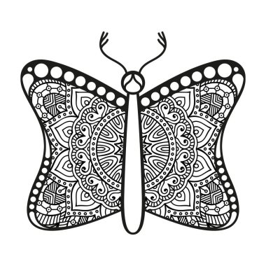 vektör kelebeği siyah beyaz element çizgi çizimi tasarımı