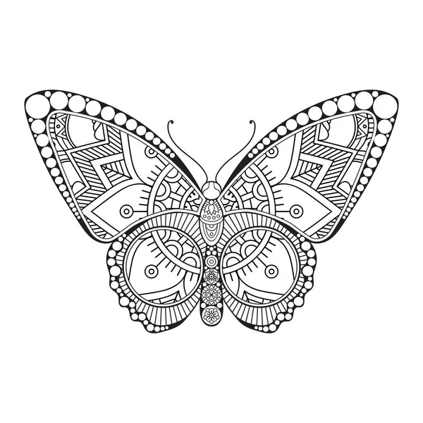 Vector fluture negru și alb element linie de design de imprimare de artă — Vector de stoc