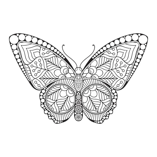 Vector mariposa blanco y negro elemento línea arte impresión diseño — Vector de stock