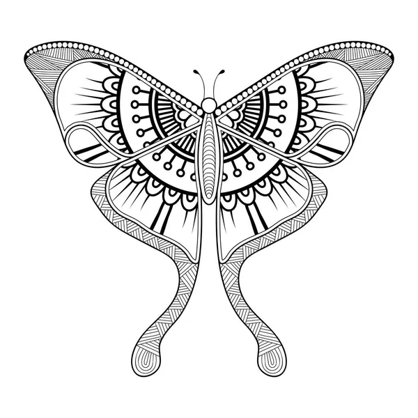 Vector mariposa blanco y negro elemento línea arte impresión diseño — Vector de stock