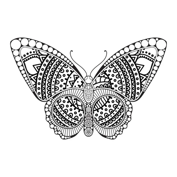 Vector mariposa blanco y negro elemento línea arte impresión diseño — Vector de stock