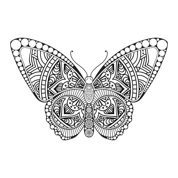 Векторна метелик чорно-білий елемент лінія дизайну художнього друку — стоковий вектор