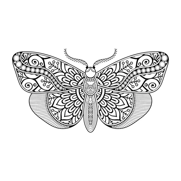 Vecteur papillon noir et blanc élément ligne art print design — Image vectorielle