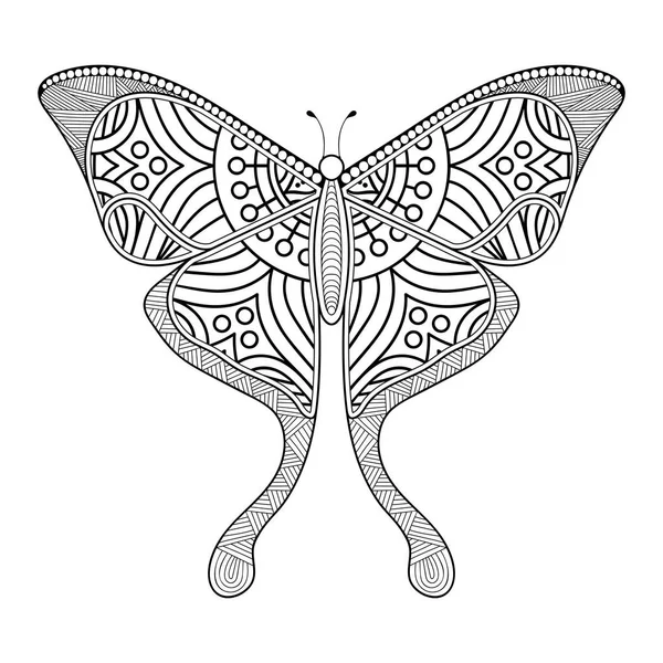Vektor motýl černobílý prvek čára výtvarný design — Stockový vektor