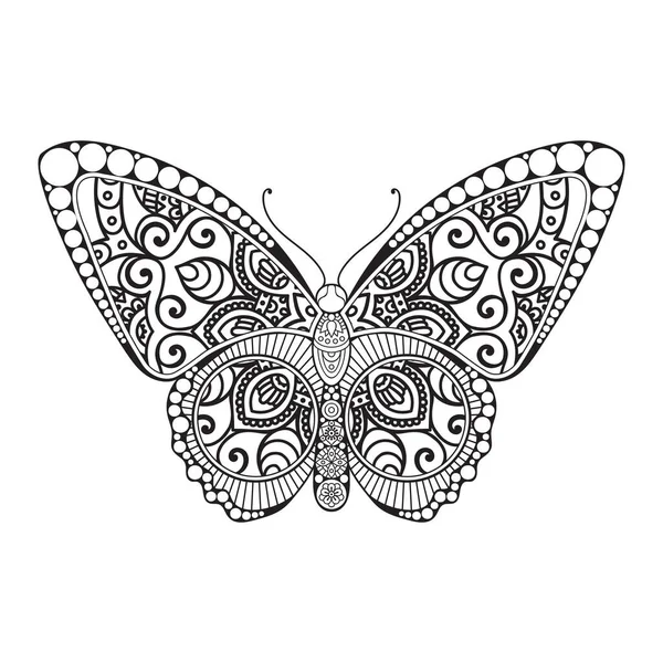 Vecteur papillon noir et blanc élément ligne art print design — Image vectorielle