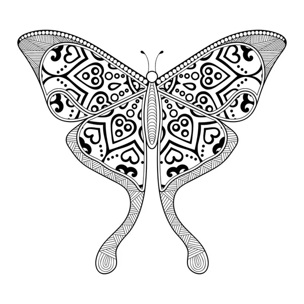 Vektor pillangó fekete-fehér elem vonal művészet nyomtatás tervezés — Stock Vector