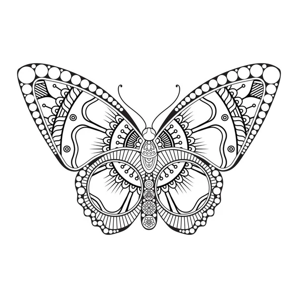 Vector mariposa blanco y negro elemento línea arte impresión diseño — Vector de stock