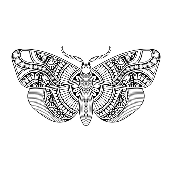 Vector mariposa blanco y negro elemento línea arte impresión diseño — Vector de stock