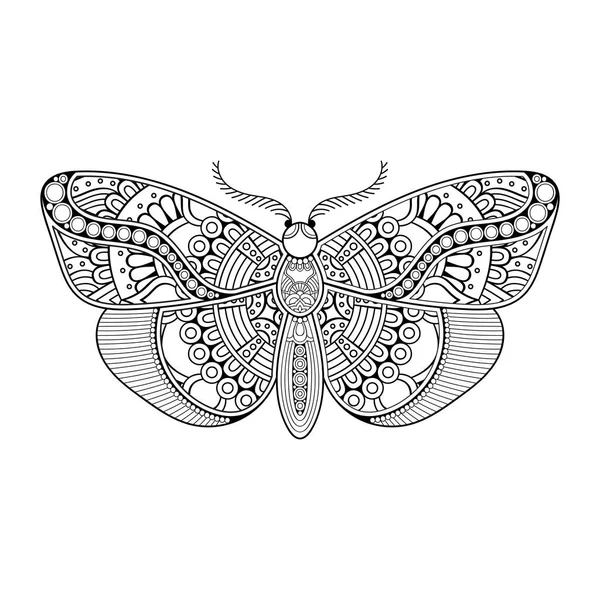 Vecteur papillon noir et blanc élément ligne art print design — Image vectorielle