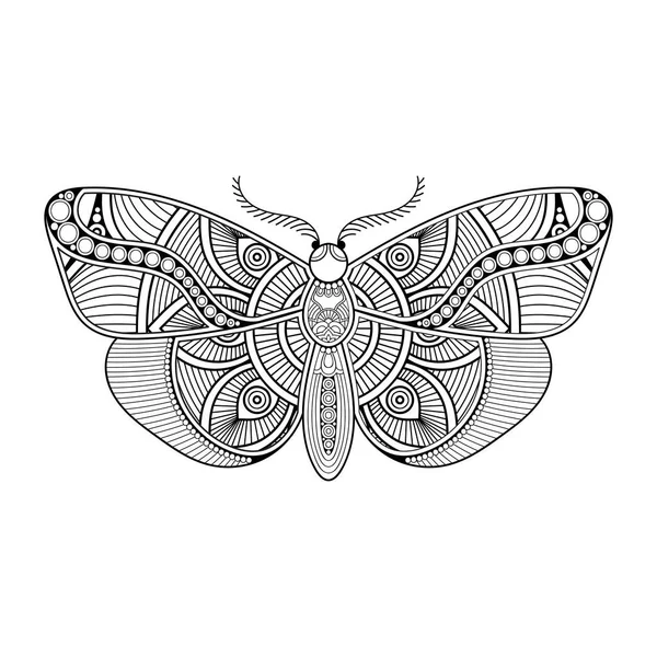 Vector butterfly black and white element line art print design — Stock Vector