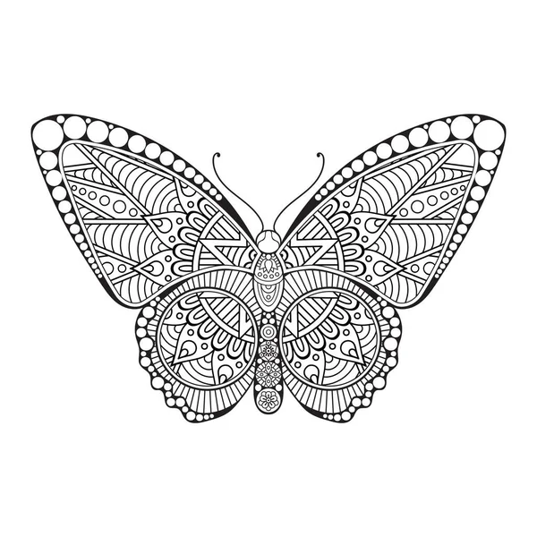 Vector mariposa blanco y negro elemento línea arte impresión diseño — Archivo Imágenes Vectoriales