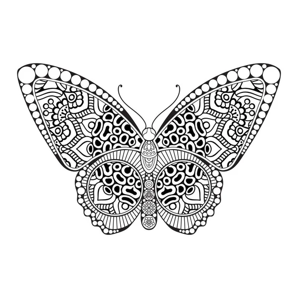 Vecteur papillon noir et blanc élément ligne art print design — Image vectorielle