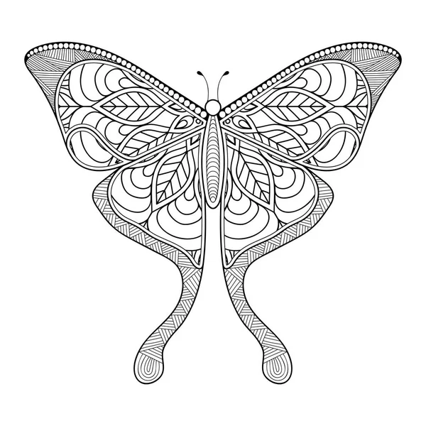 Vector mariposa blanco y negro elemento línea arte impresión diseño — Vector de stock