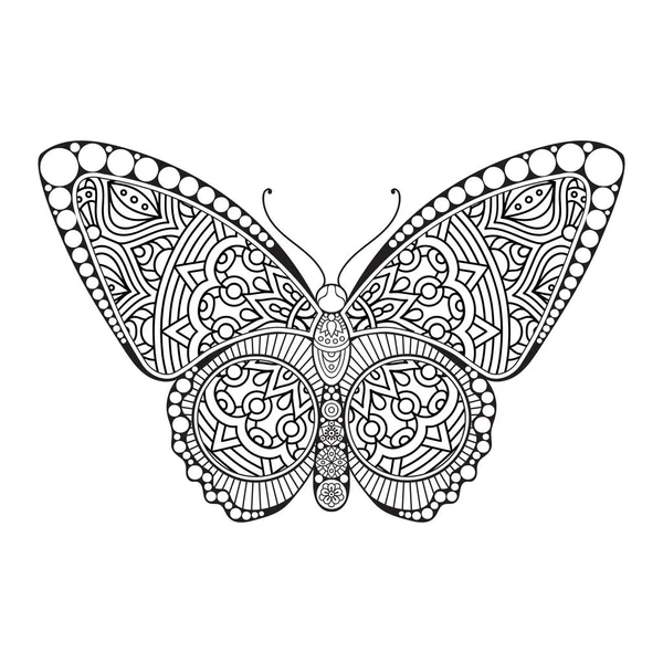 Vector mariposa blanco y negro elemento línea arte impresión diseño — Vector de stock