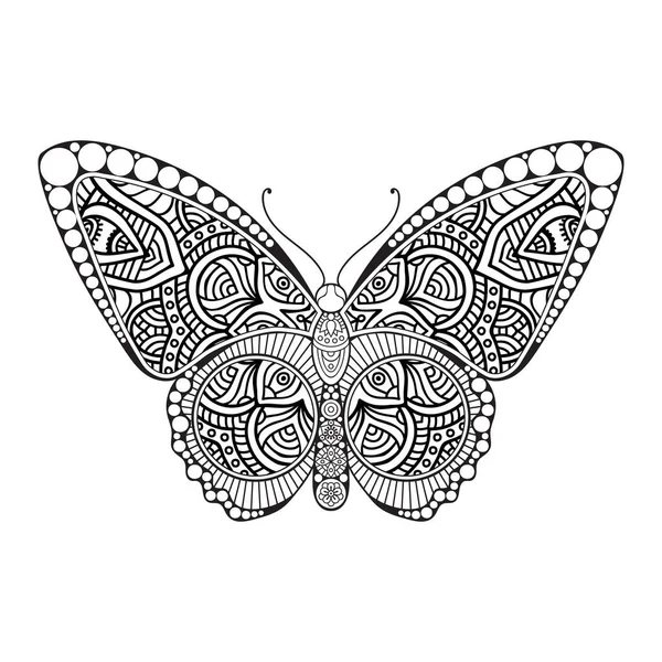 Vector mariposa blanco y negro elemento línea arte impresión diseño — Vector de stock