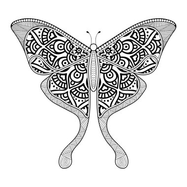 vektör kelebeği siyah beyaz element çizgi çizimi tasarımı 