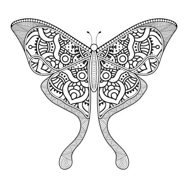 vektör kelebeği siyah beyaz element çizgi çizimi tasarımı