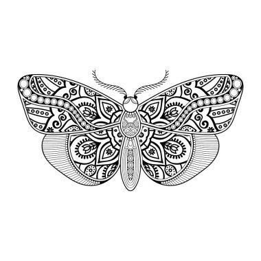 vektör kelebeği siyah beyaz element çizgi çizimi tasarımı