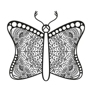 vektör kelebeği siyah beyaz element çizgi çizimi tasarımı