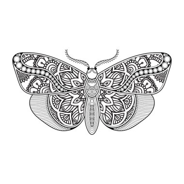 vektör kelebeği siyah beyaz element çizgi çizimi tasarımı