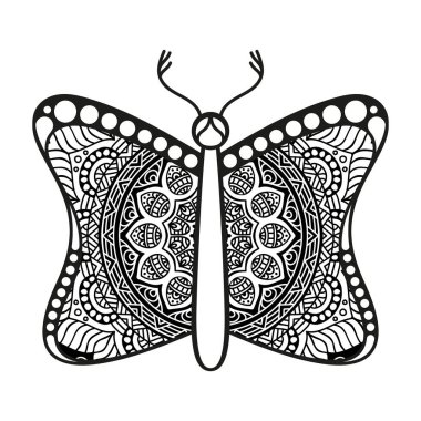 vektör kelebeği siyah beyaz element çizgi çizimi tasarımı