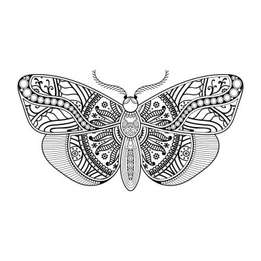 vektör kelebeği siyah beyaz element çizgi çizimi tasarımı