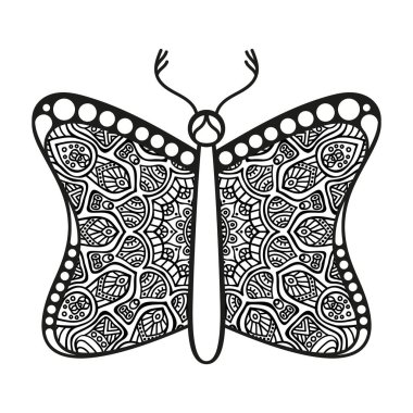 vektör kelebeği siyah beyaz element çizgi çizimi tasarımı