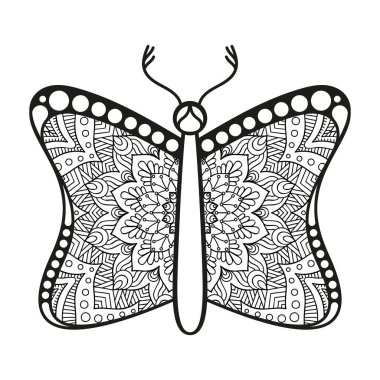 vektör kelebeği siyah beyaz element çizgi çizimi tasarımı