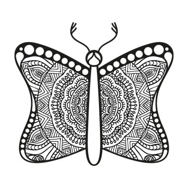 vektör kelebeği siyah beyaz element çizgi çizimi tasarımı