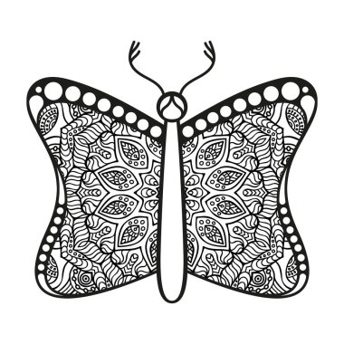 vektör kelebeği siyah beyaz element çizgi çizimi tasarımı