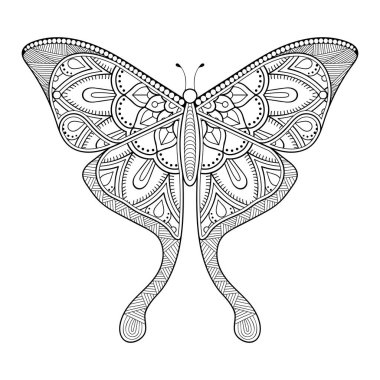 vektör kelebeği siyah beyaz element çizgi çizimi tasarımı 