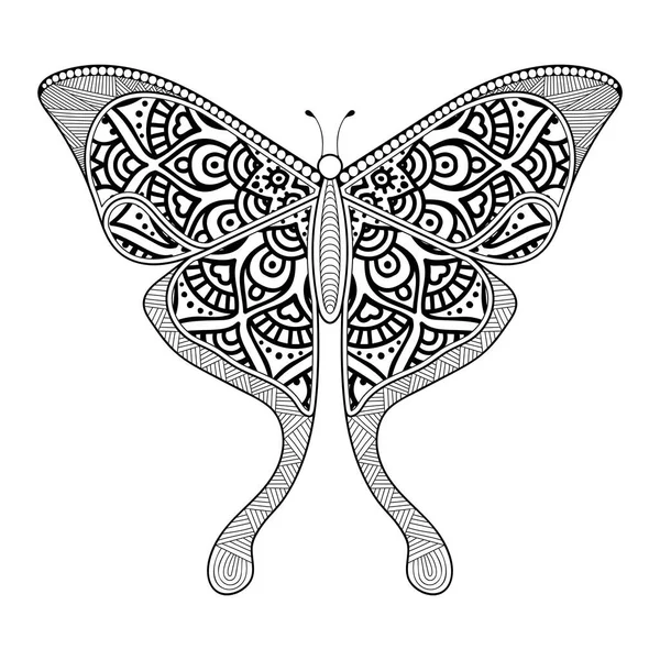 Vector mariposa blanco y negro elemento línea arte impresión diseño — Vector de stock